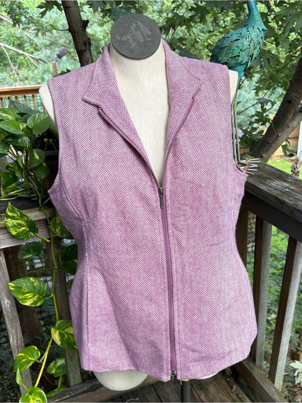Coldwater Creek Purple White Zig Zag Wool Blend Zip Up Vest Women’s Plus Size 20